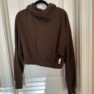 Adidas brown cropped hoodie